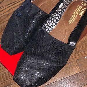 Toms Women’s Size 11 Black Glitter Flat